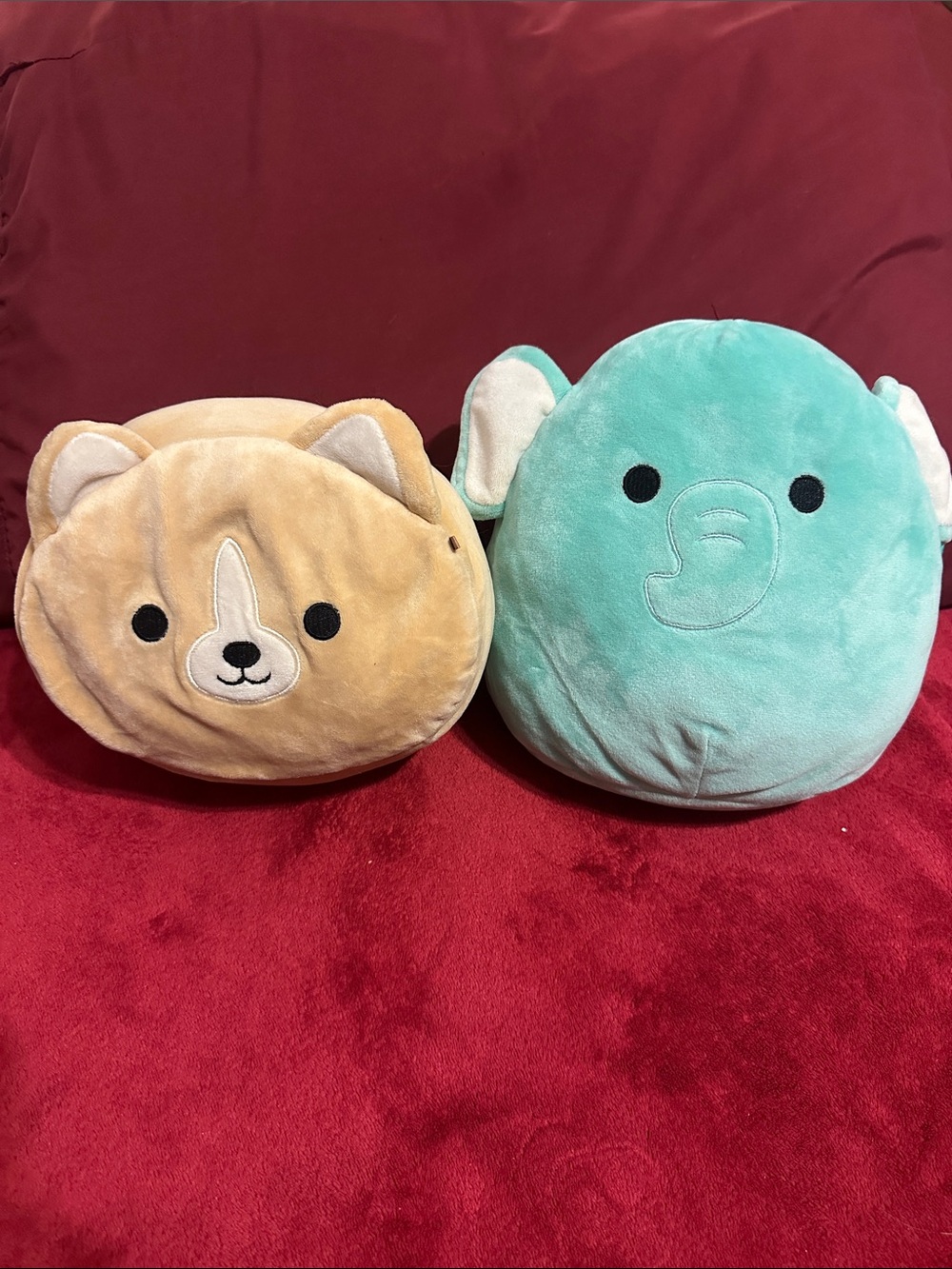 Squishmallows 6-8” Plush Bundle – Cooper the Tan Dog & Diego the Teal Elephant
